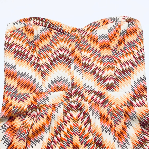 Parker Lily Multi Color Silk Strapless Dress S - Picture 3 of 8